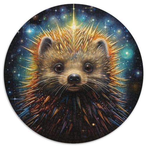 1000-teiliges Puzzle „Sternennacht-Igel“, runde Papppuzzles, Denkspiel, interaktives Familienspiel, geeignet für Kinder ab 14 Jahren (67,5 x 67,5 cm) von XHAXING