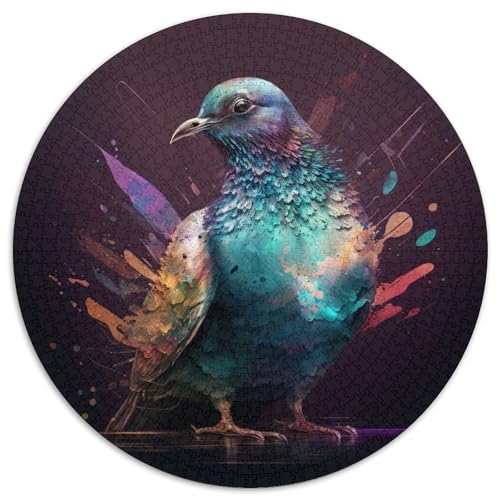 1000-teiliges Puzzle „Taube“, rund, aus Pappe, Geschenkidee zum Geburtstag, anspruchsvolles Denkspiel (67,5 x 67,5 cm) von XHAXING