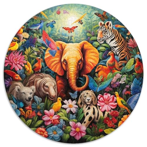 1000-teiliges Puzzle „Tierwelt“, runde Papppuzzles, Denkspiel, interaktives Familienspiel, geeignet für Kinder ab 14 Jahren (67,5 x 67,5 cm) von XHAXING