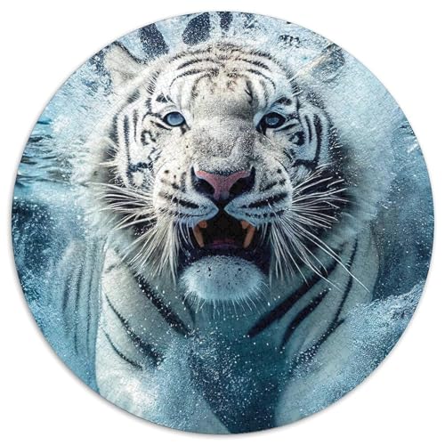 1000-teiliges Puzzle „Tiger“, rund, aus Pappe, Geschenkidee zum Geburtstag, anspruchsvolles Denkspiel (67,5 x 67,5 cm) von XHAXING