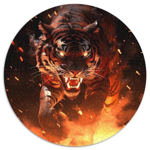 1000-teiliges Puzzle „Tiger“, rund, aus Pappe, Geschenkidee zum Geburtstag, anspruchsvolles Denkspiel (67,5 x 67,5 cm) von XHAXING