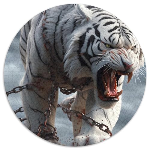 1000-teiliges Puzzle „Tiger“, rund, aus Pappe, Geschenkidee zum Geburtstag, anspruchsvolles Denkspiel (67,5 x 67,5 cm) von XHAXING