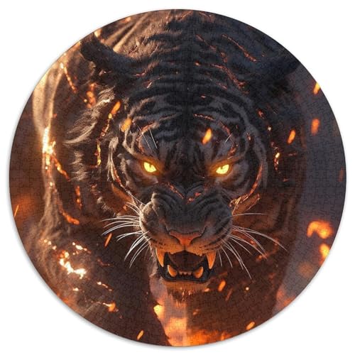 1000-teiliges Puzzle „Tiger“, runde Papppuzzles, Denkspiel, interaktives Familienspiel, geeignet für Kinder ab 14 Jahren (67,5 x 67,5 cm) von XHAXING