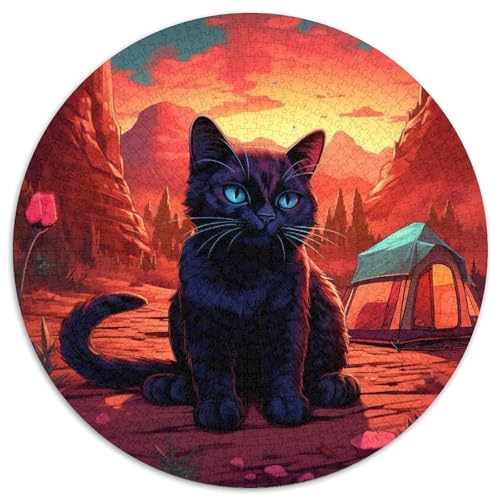 1000-teiliges Puzzle „Wildcat“, rund, aus Pappe, Geschenkidee zum Geburtstag, anspruchsvolles Denkspiel (67,5 x 67,5 cm) von XHAXING