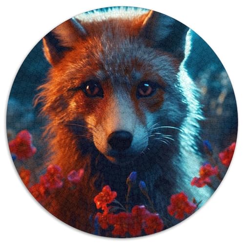 1000-teiliges Puzzle „Wolf“, rund, aus Pappe, Geschenkidee zum Geburtstag, anspruchsvolles Denkspiel (67,5 x 67,5 cm) von XHAXING