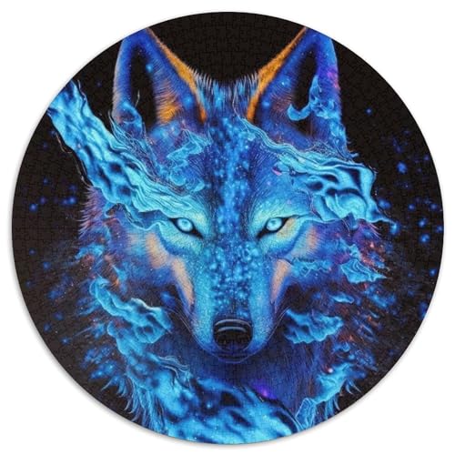 1000-teiliges Puzzle „Wolf“, runde Papppuzzles, Denkspiel, interaktives Familienspiel, geeignet für Kinder ab 14 Jahren (67,5 x 67,5 cm) von XHAXING