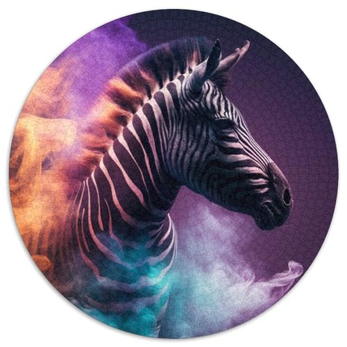 1000-teiliges Puzzle „Zebranebel“, runde Papppuzzles, Denkspiel, interaktives Familienspiel, geeignet für Kinder ab 14 Jahren (67,5 x 67,5 cm) von XHAXING