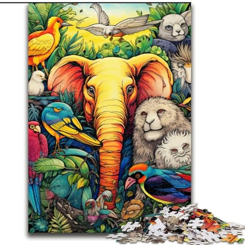 1000-teiliges Puzzle Afrikanische Tiere aus Holz, Geburtstage, Weihnachten, Halloween, Thanksgiving, Ostern, 1000 Stück(50x75cm) von XHAXING