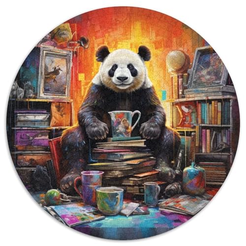 1000-teiliges Puzzle Art Animal Panda, runde Papppuzzles, Denkspiel, interaktives Familienspiel, geeignet für Kinder ab 14 Jahren (67,5 x 67,5 cm) von XHAXING