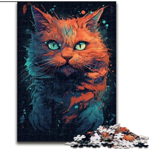 1000-teiliges Puzzle Art Cat aus Pappe, Geburtstage, Weihnachten, Halloween, Thanksgiving, Ostern, 1000 Stück(26x38cm) von XHAXING