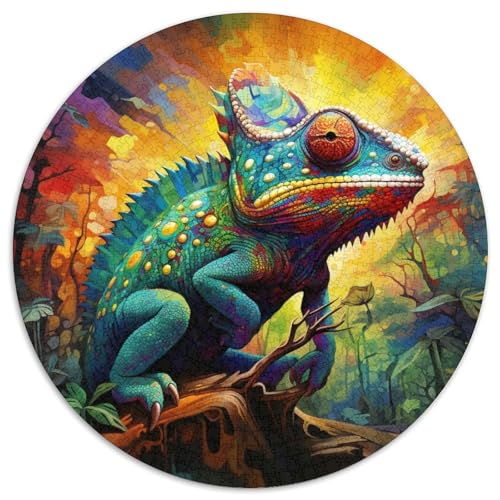 1000-teiliges Puzzle Art Chameleon, runde Kartonpuzzles, Denkspiel, interaktives Familienspiel, geeignet für Kinder ab 14 Jahren (67,5 x 67,5 cm) von XHAXING