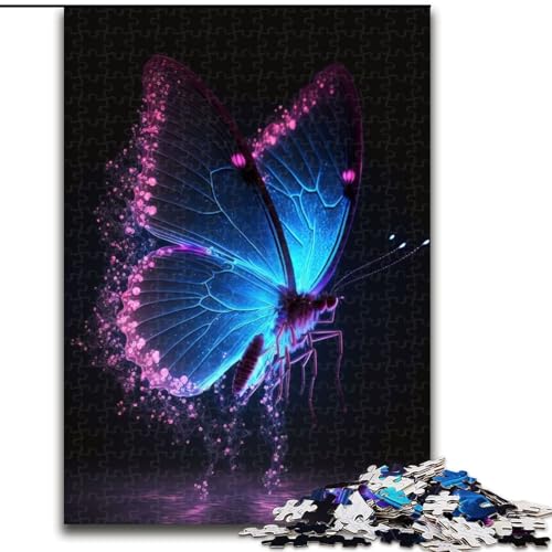 1000-teiliges Puzzle Blaue Schmetterlinge aus Holz, mit interaktivem Familienspiel, Kinder ab 14 Jahren, 1000 Teile(50x75cm) von XHAXING