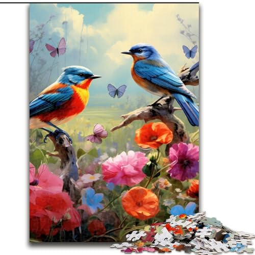 1000-teiliges Puzzle Blumen und Vögel aus Holz, anspruchsvolles DIY-Denkspiel, interaktives Familienspiel, 1000 Teile(50x75cm) von XHAXING