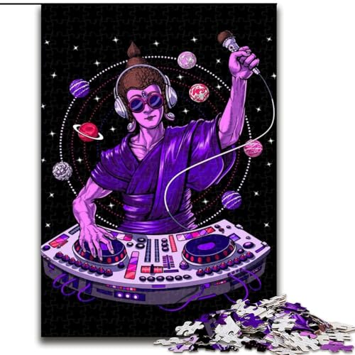 1000-teiliges Puzzle Buddha Psychedelic DJ aus Holz, Geburtstage, Weihnachten, Halloween, Thanksgiving, Ostern, 1000 Stück(50x75cm) von XHAXING