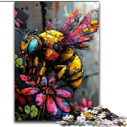 1000-teiliges Puzzle Bunte Bienen, Puzzle aus Holz, Geburtstage, Feiertage und als Heimdekoration, 1000 Stück(50x75cm) von XHAXING
