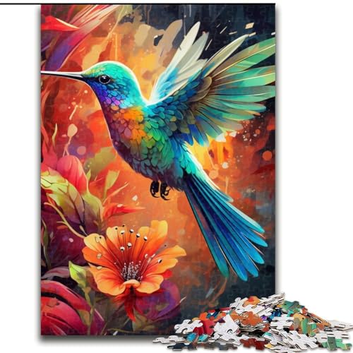 1000-teiliges Puzzle Bunte Kolibris, aus Pappe, Aktivität zur Stärkung der Familienbindung, Geschenk zur Heimdekoration, Familienspielzeug, 1000 Teile(26x38cm) von XHAXING