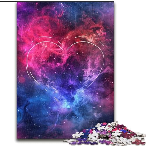 1000-teiliges Puzzle Bunte Liebeswolken aus Holz, Geburtstage, Weihnachten, Halloween, Thanksgiving, Ostern, 1000 Stück(50x75cm) von XHAXING
