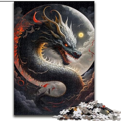 1000-teiliges Puzzle Chinesischer Drache, aus Pappe, mit interaktivem Familienspiel, Kinder ab 14 Jahren, 1000 Teile(26x38cm) von XHAXING