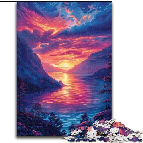 1000-teiliges Puzzle Das Meer bei Sonnenuntergang. Puzzle aus Pappe, farbenfrohe Heimdekoration und interaktives Familienspiel, 1000 Teile(26x38cm) von XHAXING