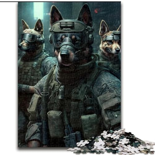 1000-teiliges Puzzle Dog Troops aus Holz, mit interaktivem Familienspiel, Kinder ab 14 Jahren, 1000 Teile(50x75cm) von XHAXING