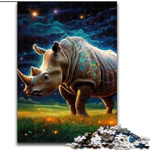 1000-teiliges Puzzle Galaxie-Nashorn aus Pappe, anspruchsvolles Denkspiel für Teenager, Spaß für die ganze Familie, DIY-Geschenk zur Heimdekoration, 1000 Teile(26x38cm) von XHAXING