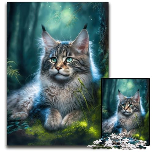 1000-teiliges Puzzle-Geschenk, Bezaubernde Maine-Coon-Katze, anspruchsvolles Puzzle, Denkspiel für Teenager, 26x38cm 1000-teiliges Puzzle-Geschenk, Bezaubernde Maine-Coon-Katze, anspruchsvolles Puzzle, Denkspiel für Teenager, 26x38cm von XHAXING