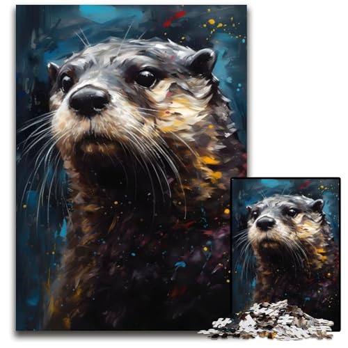 1000-teiliges Puzzle-Geschenk, Otter-Ölgemälde-Porträt, anspruchsvolles Puzzle, Denkspiel für Teenager, 50x75cm 1000-teiliges Puzzle-Geschenk, Otter-Ölgemälde-Porträt, anspruchsvolles Puzzle, Denkspiel für Teenager, 50x75cm von XHAXING