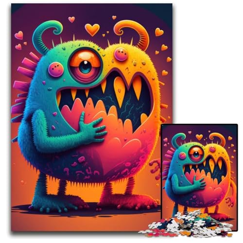 1000-teiliges Puzzle-Geschenk „Monster Love Hearts“ aus Holz, Puzzle für Erwachsene, Familie und Freunde, geeignet für Kinder ab 14 Jahren, 50x75cm 1000-teiliges Puzzle-Geschenk „Monster Love Hearts“ aus Holz, Puzzle für Erwachsene, Familie und Freunde, geeignet für Kinder ab 14 Jahren, 50x75cm von XHAXING