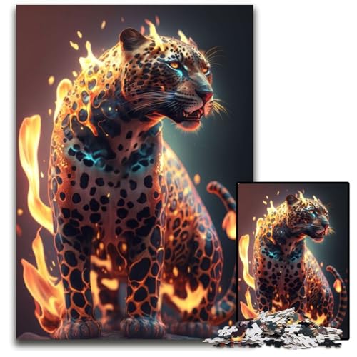 1000-teiliges Puzzle-Geschenk Feuerflammen Fantasy Jaguar Herausforderndes Puzzle Denkspiel für Teenager, 26x38cm 1000-teiliges Puzzle-Geschenk Feuerflammen Fantasy Jaguar Herausforderndes Puzzle Denkspiel für Teenager, 26x38cm von XHAXING