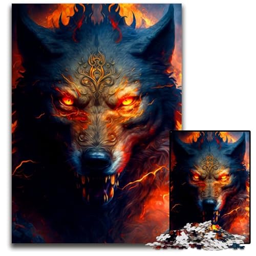 1000-teiliges Puzzle-Geschenk Wolf Holzpuzzle für Erwachsene Familie und Freunde, Geeignet für Kinder ab 14 Jahren 50x75CM/19.68x29.52inch 1000-teiliges Puzzle-Geschenk Wolf Holzpuzzle für Erwachsene Familie und Freunde, Geeignet für Kinder ab 14 Jahren 50x75CM/19.68x29.52inch von XHAXING