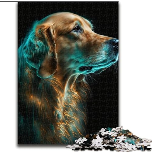 1000-teiliges Puzzle Golden Retriever aus Pappe, mit interaktivem Familienspiel, Kinder ab 14 Jahren, 1000 Teile(26x38cm) von XHAXING