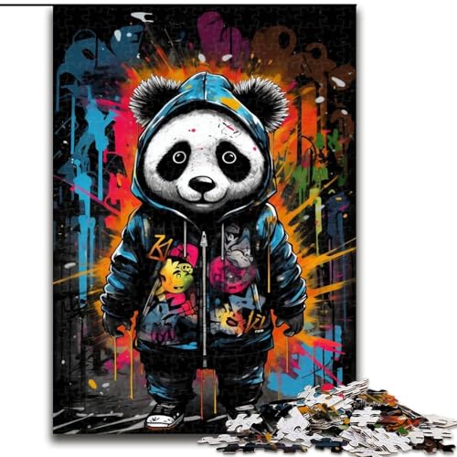 1000-teiliges Puzzle Graffiti-Art-Panda aus Pappe, Geburtstage, Weihnachten, Halloween, Thanksgiving, Ostern, 1000 Stück(26x38cm) von XHAXING