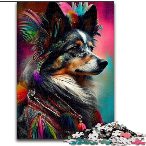 1000-teiliges Puzzle Hund im Pop-Art-Stil, Tier-Puzzle aus Pappe, mit interaktivem Familienspiel, Kinder ab 14 Jahren, 1000 Teile(26x38cm) von XHAXING