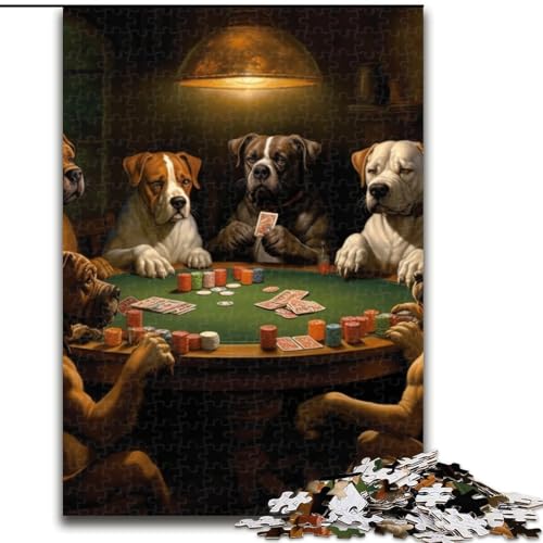 1000-teiliges Puzzle Hunde Spielen Poker, Puzzle aus Holz, für Teenager, interaktives Familienspiel, herausforderndes Geschenk, 1000 Stück(50x75cm) von XHAXING