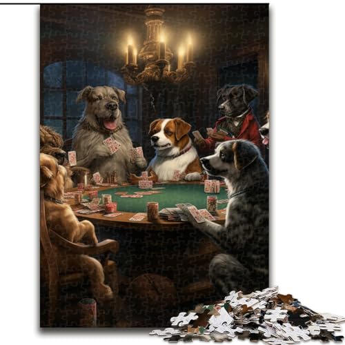 1000-teiliges Puzzle Hunde Spielen Poker, Puzzle aus Holz, perfekt für Familienspaß, Partyspiele, Gastgeschenke für Geburtstagsfeiern, 1000 Teile(50x75cm) von XHAXING