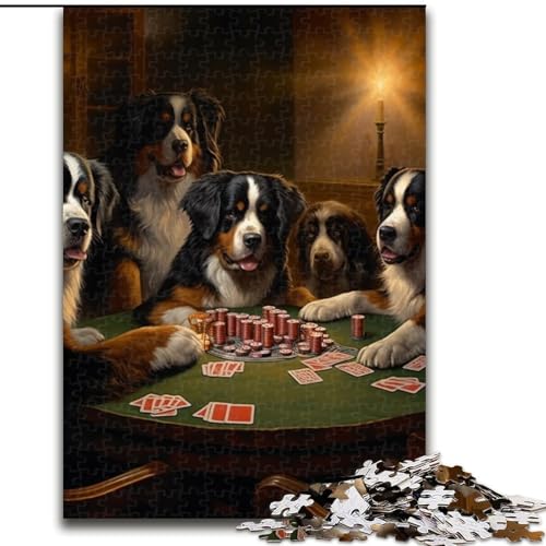 1000-teiliges Puzzle Hunde Spielen Poker, Puzzle aus Pappe, anspruchsvolles Denkspiel für Teenager, Familienspaß, DIY-Heimdekor-Geschenk, 1000 Teile(26x38cm) von XHAXING