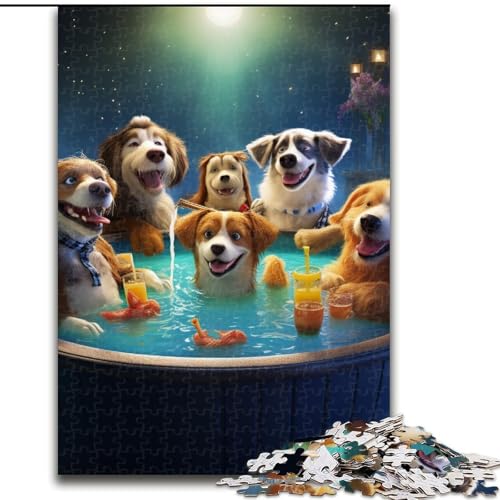 1000-teiliges Puzzle Hundeparty aus Holz, anspruchsvolles DIY-Denkspiel, interaktives Familienspiel, 1000 Teile(50x75cm) von XHAXING