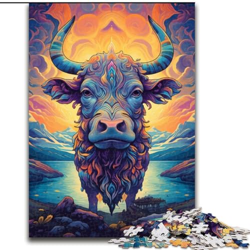 1000-teiliges Puzzle Kuh auf dem Berg, Naturpuzzle aus Holz, interaktives Familienspiel, DIY-Heimdekoration, Gehirn-Herausforderung, Geschenk, 1000 Stück(50x75cm) von XHAXING