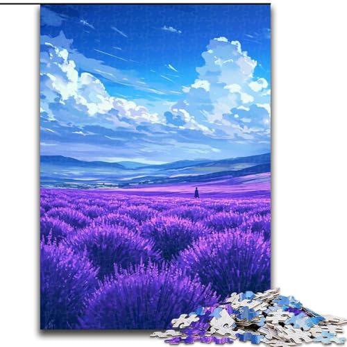 1000-teiliges Puzzle Lavendelgarten aus Holz, mit interaktivem Familienspiel, Kinder ab 14 Jahren, 1000 Teile(50x75cm) von XHAXING