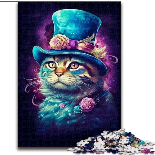 1000-teiliges Puzzle Magisches Katzen-Puzzle aus Holz, für Teenager, interaktives Familienspiel, herausforderndes Geschenk, 1000 Teile(50x75cm) von XHAXING