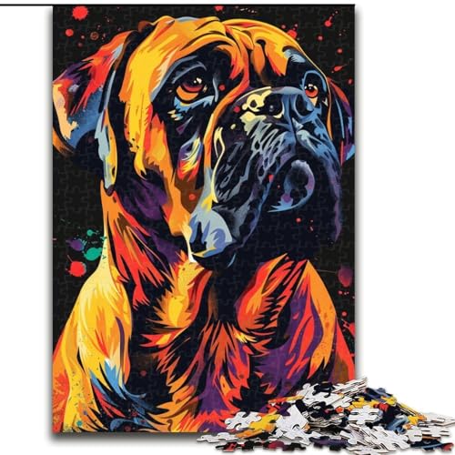 1000-teiliges Puzzle Mastiff Dog Art, aus Pappe, mit interaktivem Familienspiel, Kinder ab 14 Jahren, 1000 Teile(26x38cm) von XHAXING