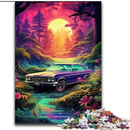 1000-teiliges Puzzle Neonauto in der Natur, Puzzle aus Holz, anspruchsvolles DIY-Denkspiel, interaktives Familienspiel, 1000 Teile(50x75cm) von XHAXING