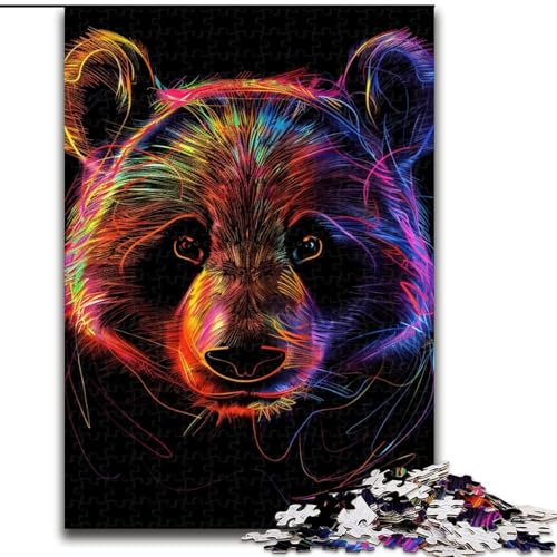 1000-teiliges Puzzle Panda Neon. Aus Pappe, aufwendiges Design für Teenager, DIY-Dekor und gehirnfördernder Spaß. 1000 Teile(26x38cm) von XHAXING