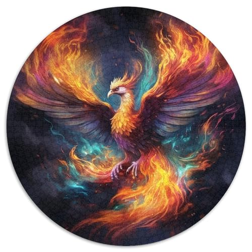 1000-teiliges Puzzle Phoenix, runde Papppuzzles, Denkspiel, interaktives Familienspiel, geeignet für Kinder ab 14 Jahren (67,5 x 67,5 cm) von XHAXING