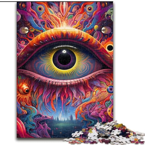 1000-teiliges Puzzle Psychedelic Eyes aus Holz, Geburtstage, Weihnachten, Halloween, Thanksgiving, Ostern, 1000 Stück(50x75cm) von XHAXING