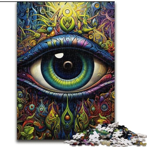 1000-teiliges Puzzle Psychedelic Eyes aus Holz, anspruchsvolles DIY-Denkspiel, interaktives Familienspiel, 1000 Teile(50x75cm) von XHAXING