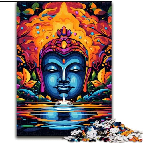 1000-teiliges Puzzle Psychedelischer Buddha aus Holz, anspruchsvolles DIY-Denkspiel, interaktives Familienspiel, 1000 Teile(50x75cm) von XHAXING