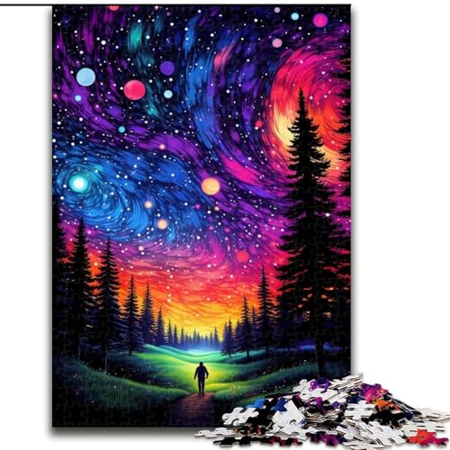 1000-teiliges Puzzle Psychedelischer Nachthimmel aus Pappe, Geburtstage, Weihnachten, Halloween, Thanksgiving, Ostern, 1000 Stück(26x38cm) von XHAXING