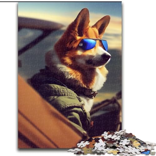 1000-teiliges Puzzle Rufzeichen Corgi aus Holz, Geburtstage, Weihnachten, Halloween, Thanksgiving, Ostern, 1000 Stück(50x75cm) von XHAXING