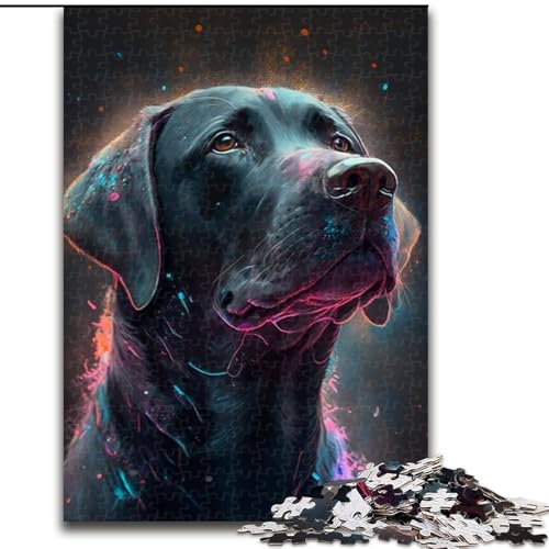 1000-teiliges Puzzle Schwarzer Golden Retriever aus Pappe, mit interaktivem Familienspiel, Kinder ab 14 Jahren, 1000 Teile(26x38cm) von XHAXING